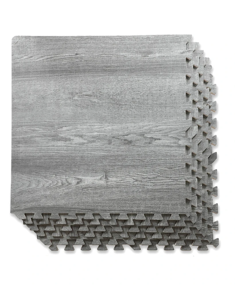 100 SqFt 3/8" Natural Gray Wood Grain Foam Mat Interlocking Mat Tiles 25pcs
