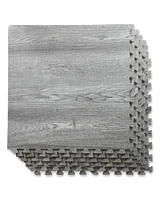 100 SqFt 3/8" Natural Gray Wood Grain Foam Mat Interlocking Mat Tiles 25pcs