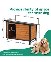 Wooden Dog Kennel for Winter with Raised Feet Weatherproof for Large Dogs