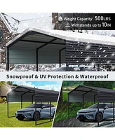 12x20 Ft Metal Carport,Heavy Duty Canopy Galvanized Steel Outdoor Garage for Snow,Waterproof Car Shelter