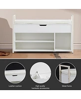 39" Shoe Bench with Lift Top Storage, 2-Tier Shoe Rack