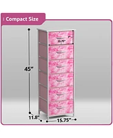 Sorbus Narrow 6 Drawers Nightstand with Steel Frame, Wood Top, Easy Pull Fabric Bins for Home, Bedroom, Office & Dorm