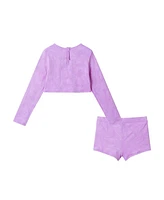 Toddler/Child Girls Textured Floral Print Rashguard Set