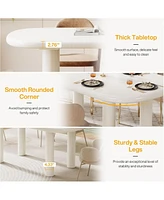Tribesigns Oval Dining Table for 6 People, 63-Inch Modern Kitchen Table, Wood Dinner Table with Cylindrical Legs for Kitchen Dining Room (Only Table)