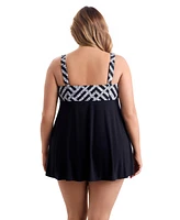 Longitude by Mimi Flamingo Brushpainter Crossover Plunge Swimdress