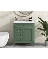 30" Modern Bathroom Vanity with Top Sink and Storage