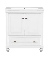 30" Bathroom Vanity with Sink, Combo, Cabinet with Doors and Drawer, Solid Frame and Mdf Board, White