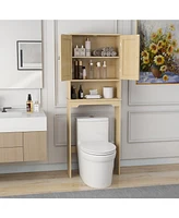 Over-the-Toilet Storage with Rattan Doors, Adjustable Shelves