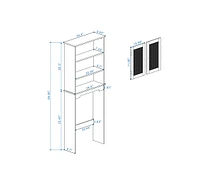 Over-the-Toilet Storage with Rattan Doors, Adjustable Shelves