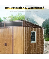 6ft x 5ft Outdoor Metal Storage Shed with Window and Transparent plate for Garden, Lawn (Coffee)