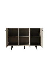 Gray Storage Cabinet with 3 Doors, Adjustable Shelf, and Coffee Bar