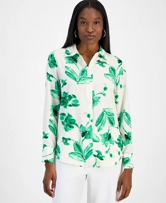 Bar Iii Women's Printed Button-Front Blouse, Exclusively at Macy's