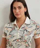 Lauren Ralph Lauren Plus Size Print Stretch Pique Polo Shirt