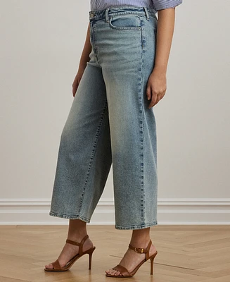 Lauren Ralph Plus High-Rise Wide-Leg Cropped Jeans