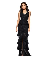Betsy & Adam Women's Ruffle Tiered Lace Gown