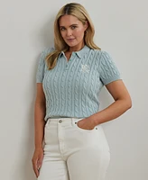 Lauren Ralph Plus Cable-Knit Polo Shirt