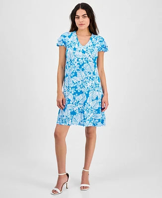 Ak Anne Klein Petite Flutter-Sleeve Sheath Dress