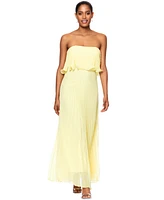 Betsy & Adam Women's Pleated Strapless Gown