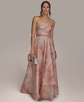 Donna Karan New York Women's Floral Print Strapless Ball Gown