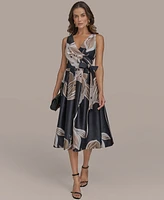 Donna Karan New York Women's Floral Print Sleeveless A-Line Dress