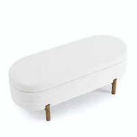 Ottoman Oval Storage Bench,Rubber Wood Leg,Beige(46."x17.7"x10.8")