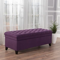 Juliana Fabric Storage Ottoman with Birch Legs in Purple (50x20.5x18.3in)
