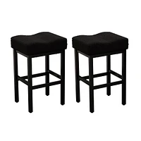 Dyhome Counter Height Bar Stools Set of 2, 27 Inches Modern Kitchen Stools, Metal Legs Backless Saddle Stool Chair for Island, Dining Room