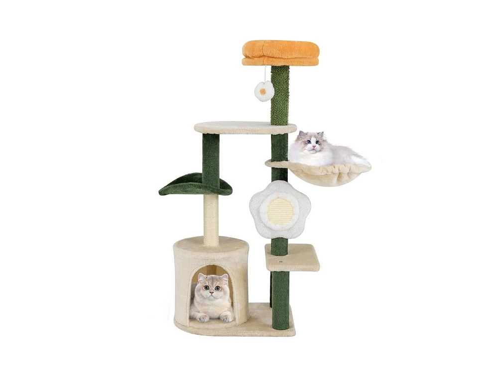 Modern Cat Tree with Plush Top Perch Stylish & Cozy Kitty Tower for Indoor Cats