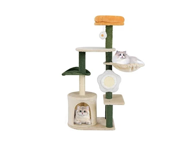 Modern Cat Tree with Plush Top Perch Stylish & Cozy Kitty Tower for Indoor Cats