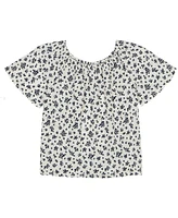 Calvin Klein Big Girls Floral Tie Front Short Sleeve Top