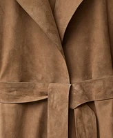 Mango Women's Belted Suede Trench Coat