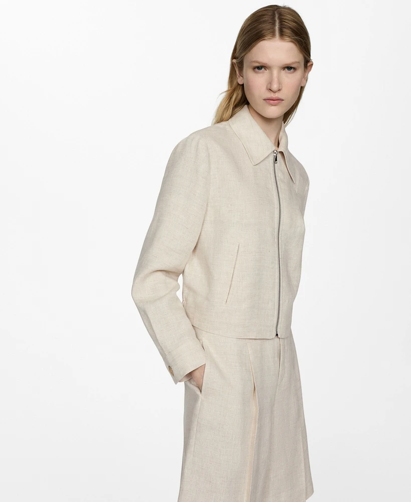 Mango Women's Linen Zip Jacket