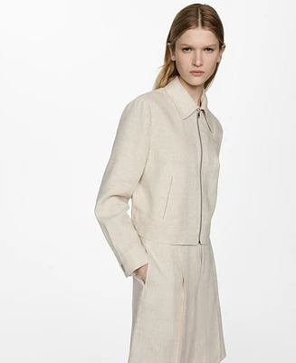 Mango Women's Linen Zip Jacket