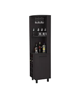 Fm Furniture Leah Corner Bar cabinet with ample storage and wine rack, Wengue