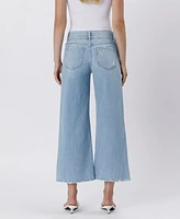 Vervet Women's High Rise Two Buttons Crop Wide Leg Jeans