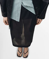 Mango Women's Semi-Sheer Silk Skirt