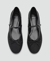 Mango Women's Strip And Bow Detail Ballerina Shoes