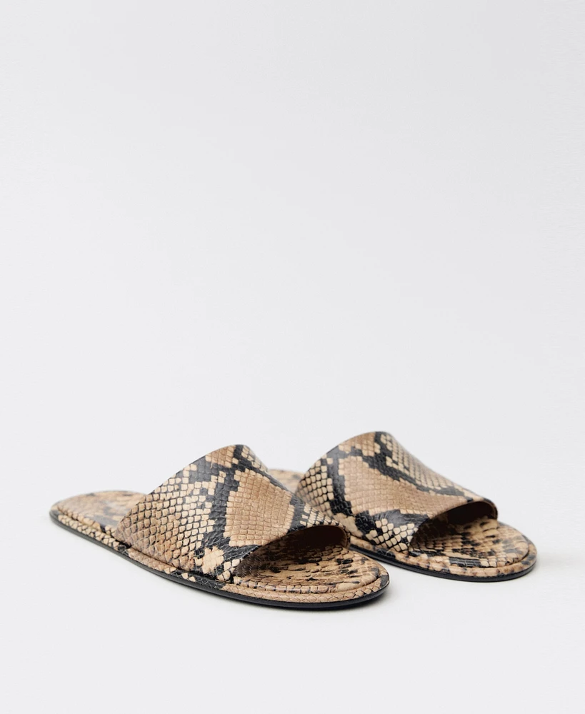 Mango Women's Animal Print Leather Sandals