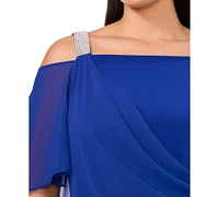 Msk Plus Embellished Cold-Shoulder Draped Shift Dress