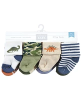 Hudson Baby Baby Boys Hudson Cotton Rich Terry Socks 16-Pack, Dinosaur Explorer, 6-12 Months