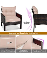 Gymax 5 Pc Patio Set Sectional Rattan Wicker Furniture Set Home Outdoor