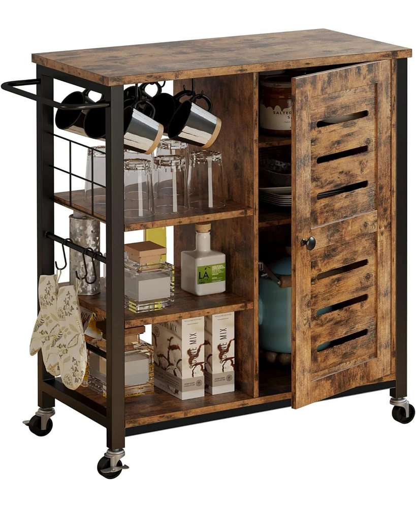 Storage Cabinet with Wheels, Multipurpose Kitchen Cart Cabinet with Shelves