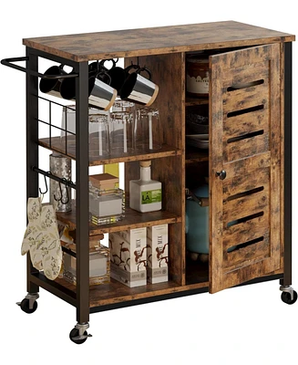 Storage Cabinet with Wheels, Multipurpose Kitchen Cart Cabinet with Shelves