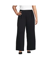 Lands' End Women's Plus Knit High Rise Pleated Wide Leg Pants