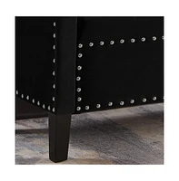Upholstered Velvet Storage Bench with Nailhead Trim for Entryway, Bedroom & Living Room-The Pop Home