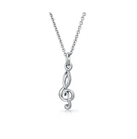 Bling Jewelry Sterling Silver Treble Clef Pendant Necklace for Music Teachers and Students