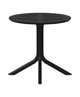 31.5" Round Plastic Outdoor Patio Dining Table for 4