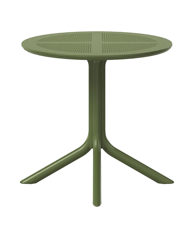 31.5" Round Plastic Outdoor Patio Dining Table for 4