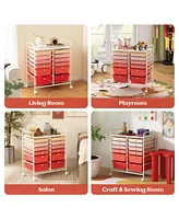 12-Drawer Rolling Storage Cart with Removable Drawers and Lockable Wheels