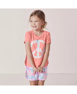 Lands' End Girls Short Sleeve Tee and Shorts Pajama Set